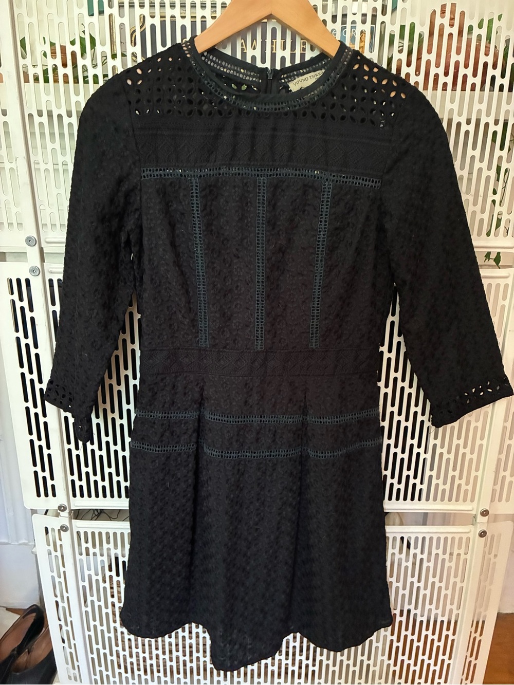 Black Lace Long-Sleeve Fit & Flare Dress